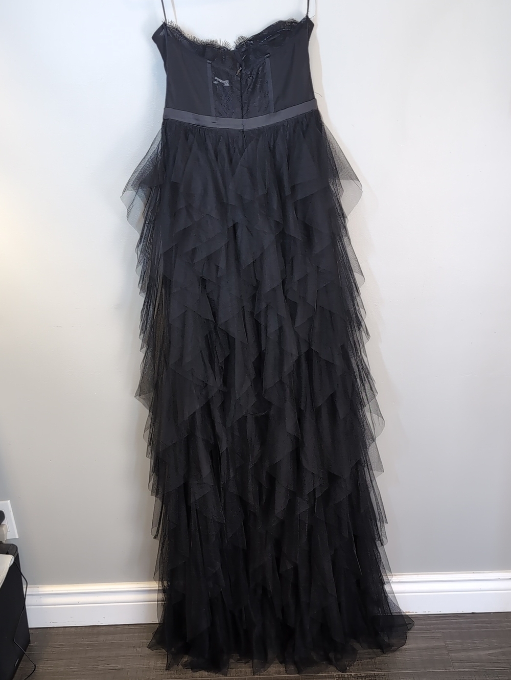 NEW Fashion Nova Anastasia Tulle Maxi Dress Strapless Black Lace Corset Gothic M - Picture 11 of 16